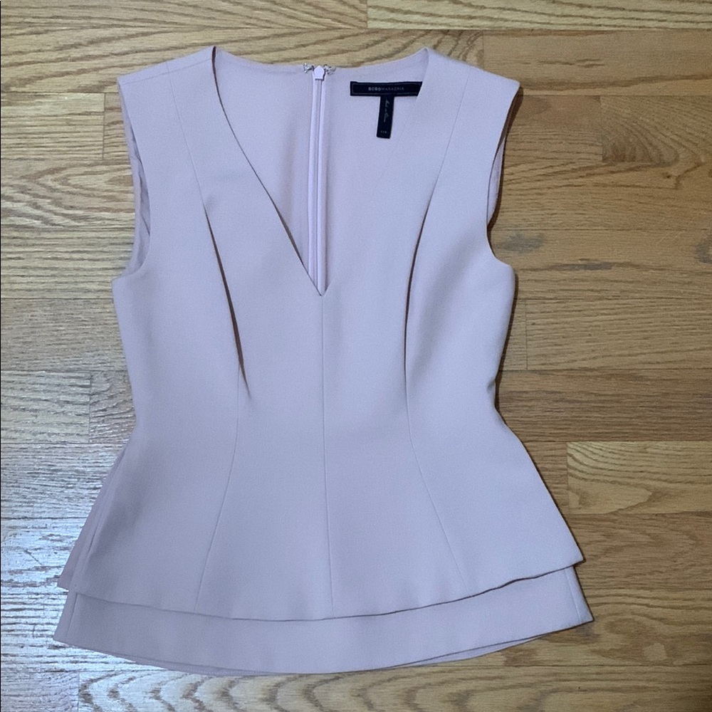 Blush Pink Sleeveless Peplum Top